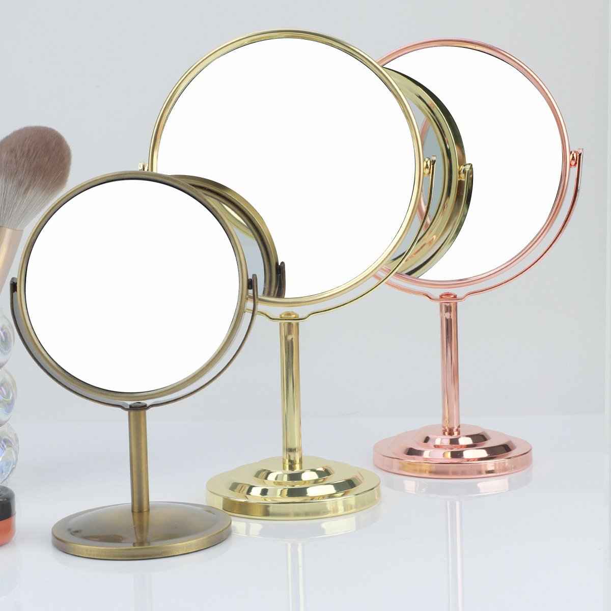 New 3/4/5/6 Inch Double-Sided Desktop Makeup Mirror Magnifying Rotating Mirror High Definition Desktop Dressing Table Mirror