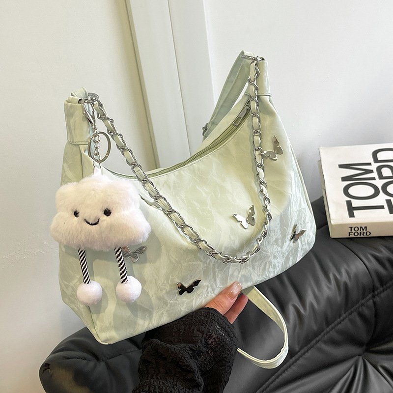 Small bag women 2026 autumn new butterfly decoration crossbody bag single shoulder underarm handbag small square bag