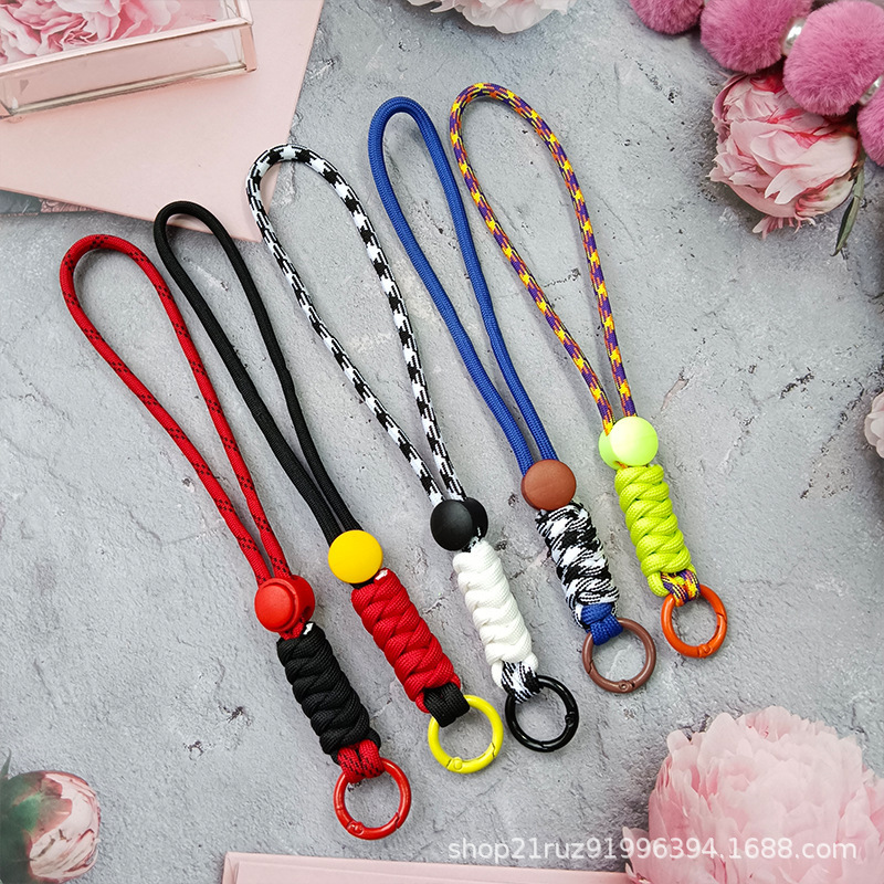 Phone diagonal lanyard long color-block knot colorful phone case original design