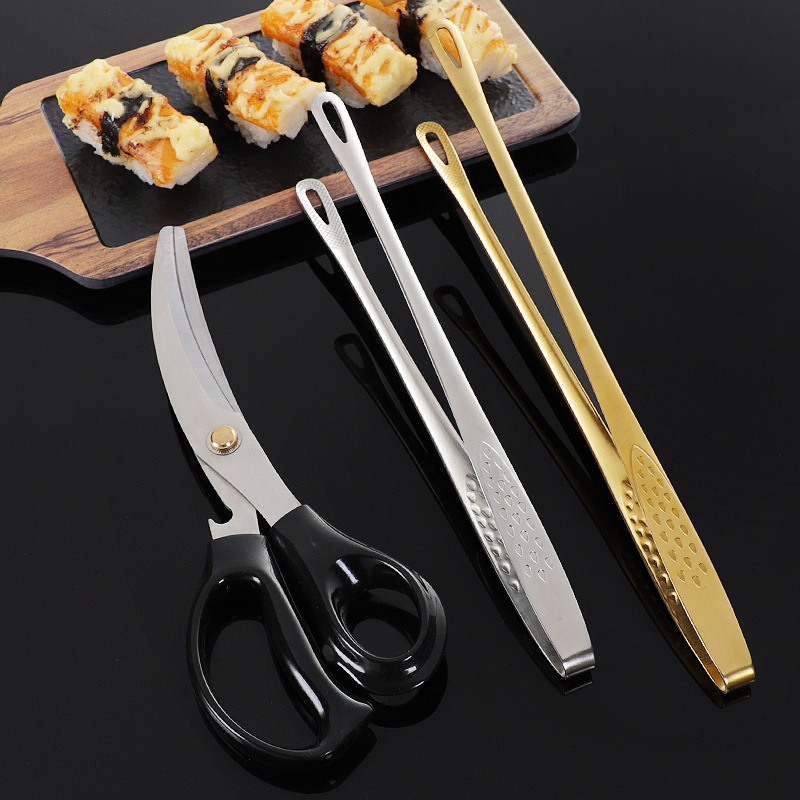 Barbecue clip 304 stainless steel outdoor picnic barbecue clip food clip self-service steak food scissors