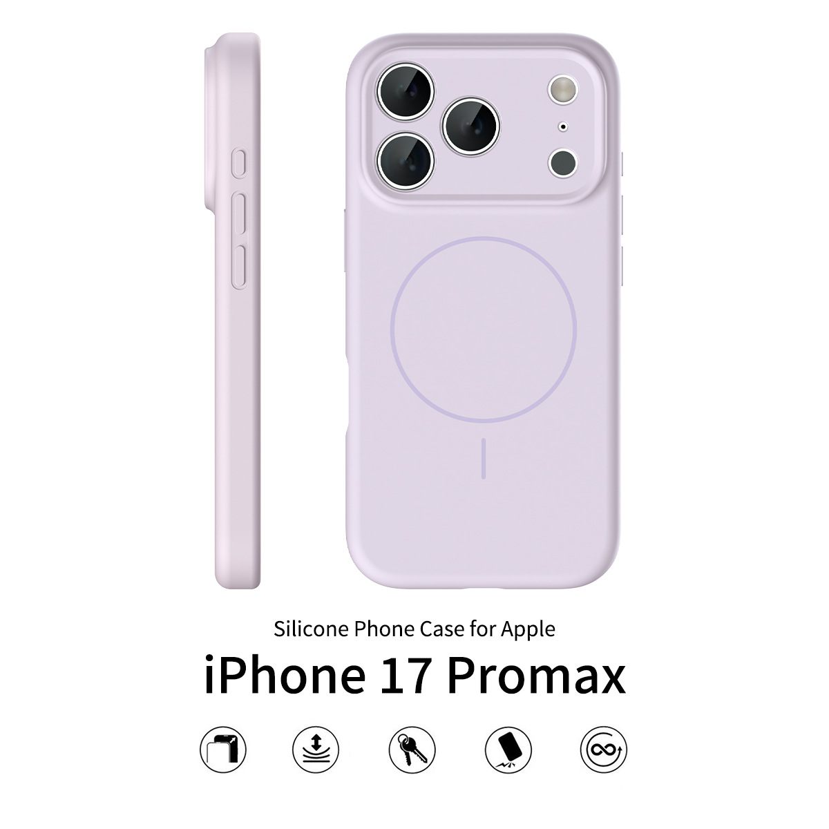 Silicone case for iPhone 17 Pro Max solid color anti-falling