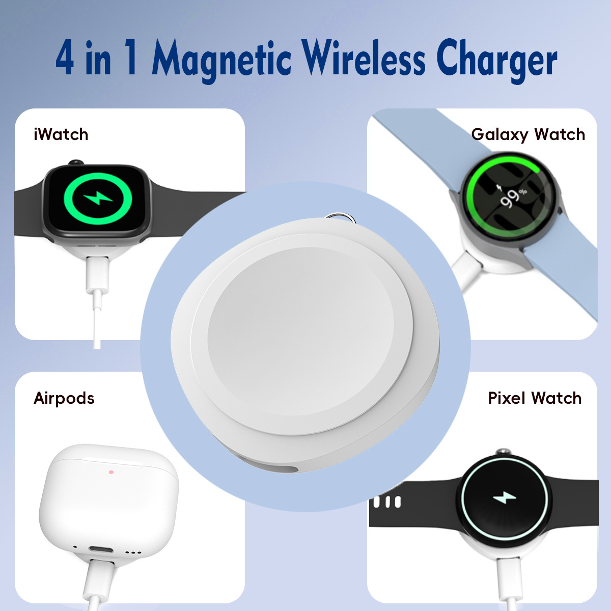 New magnetic watch wireless charger portable for Apple watch headphones Samsung watch Google 1st generation watch