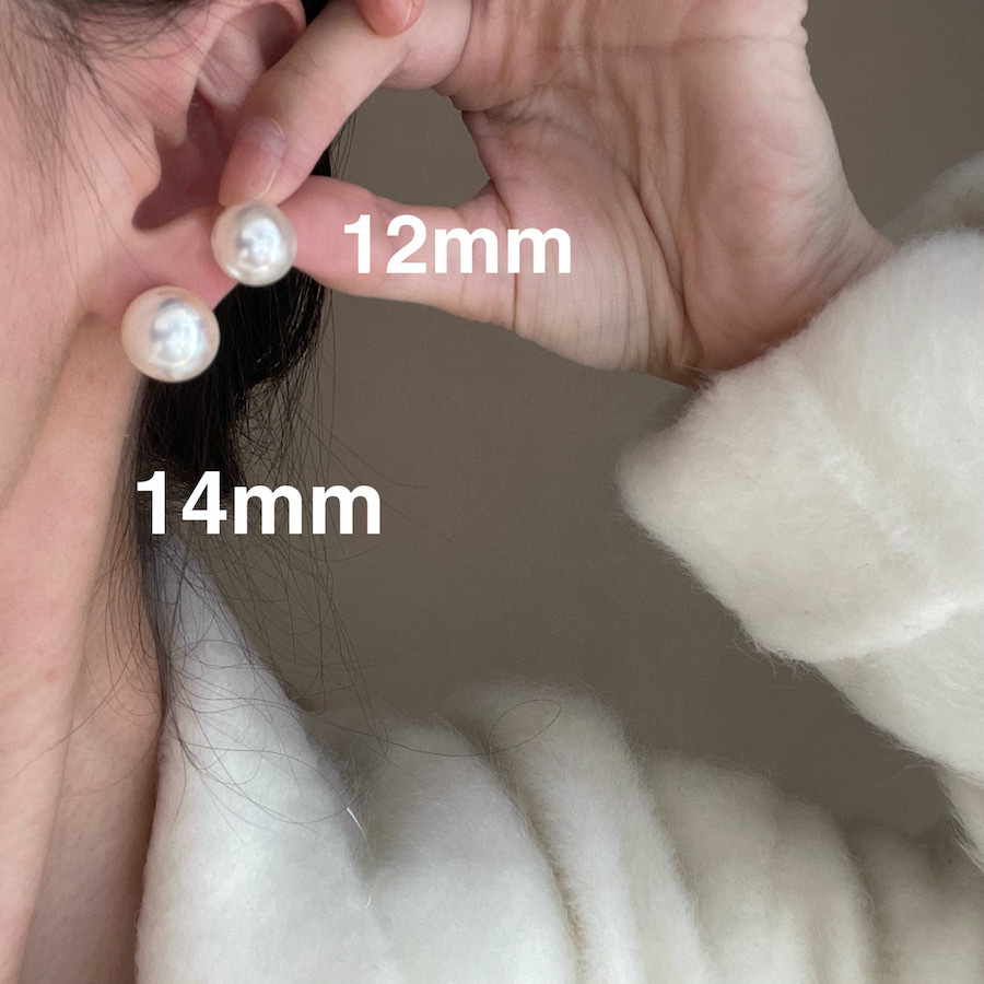 fever925 silver genuine round earrings strong light dazzling style Swarovski crystal big pearl ear studs