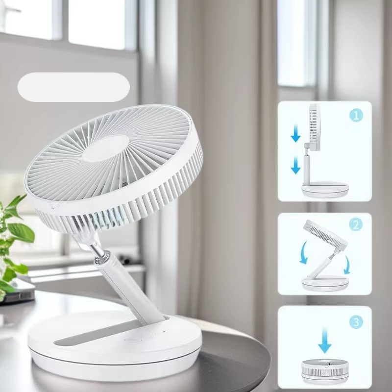 P10 New Camping Fan Desktop Floor Folding Telescopic Home Outdoor with LED Light Remote Control Portable Fan