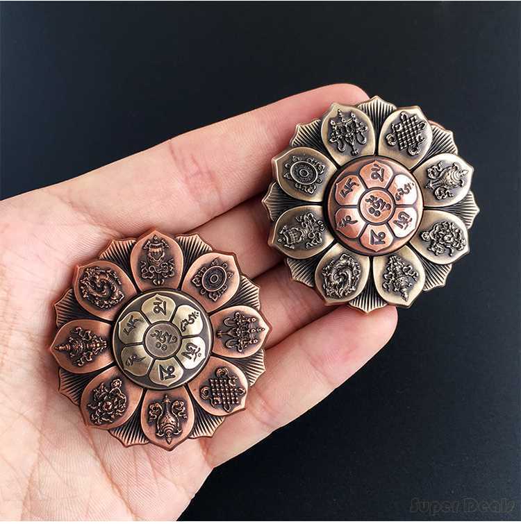 Buddha Lotus Finger Spinner EDC Metal Material Finger Rotating Gyro Meaning Buddha Eye Lotus Wheel Gift Gift