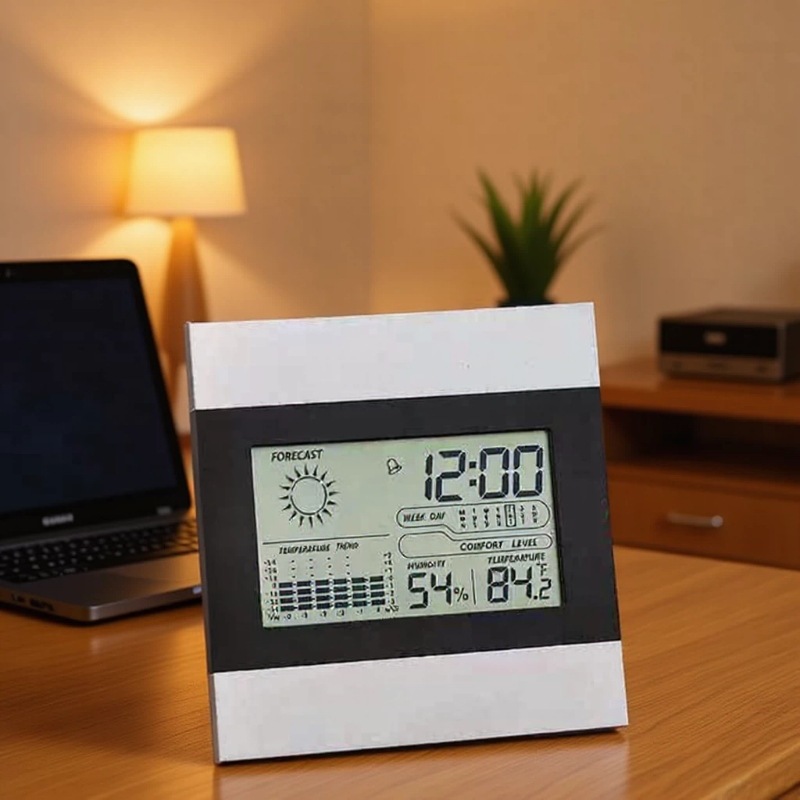 LCD indoor weather clock, thermometer, hygrometer, calendar clock, desktop silent snooze alarm clock, wall clock