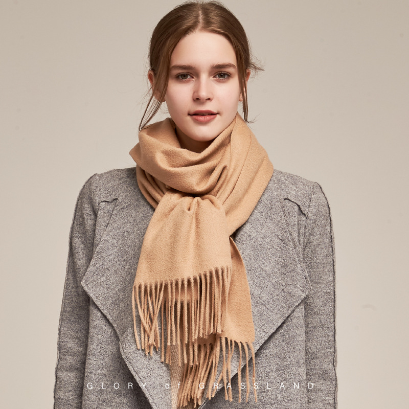 Inner Mongolia specialty pure cashmere solid color scarf long tassel plain color cold-proof cashmere shawl warm neck warmer