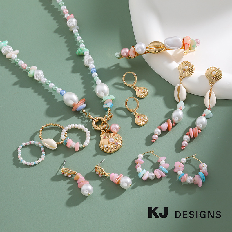 Kenjie original new colorful pearl shell handmade beaded necklace for women earrings