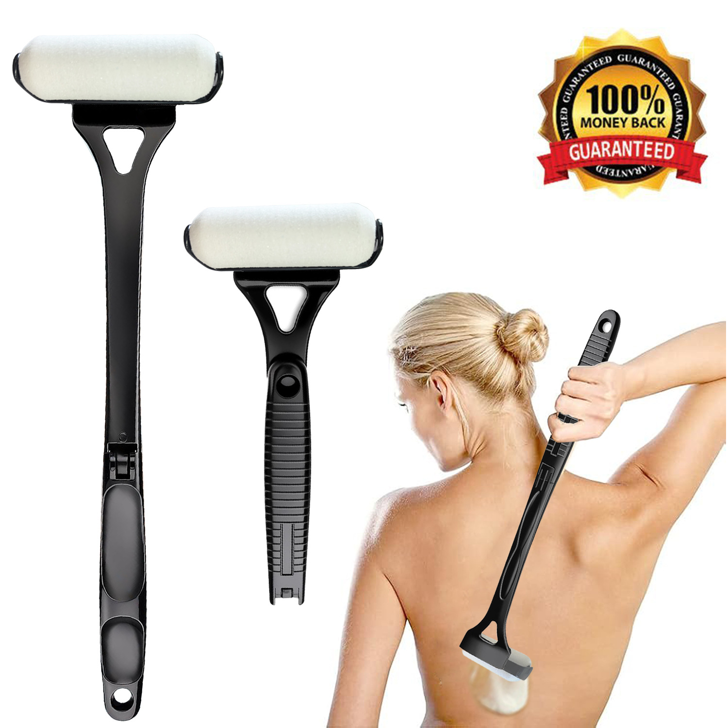 Back Lotion Applicator Sunscreen Moisturizer Body Back Long Handle Folding Applicator Roller Shaving Foam