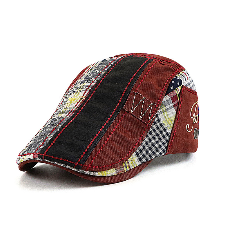 Cap, men's casual cap, patchwork beret