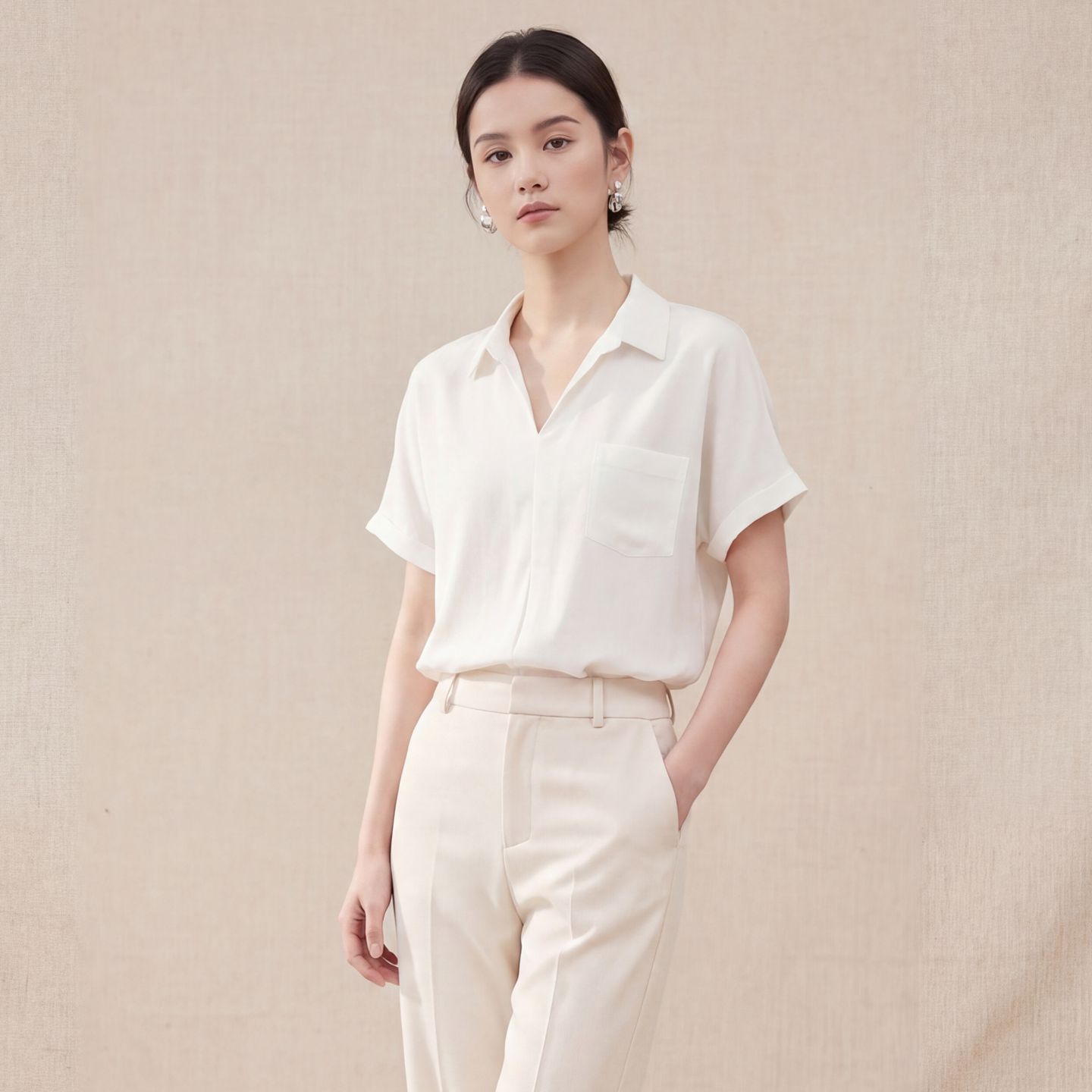 Double Crepe Silk Mulberry Silk T-Shirt for Women New Summer Solid Color Casual Short Sleeve Badminton Shirt Sports Top