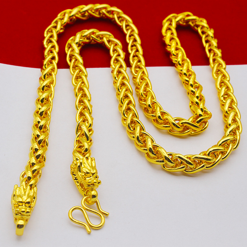 Men's exaggerated bold gold chain imitation gold 7N thickened dragon head snake bone necklace gold-plated large dragon bone chain necklace