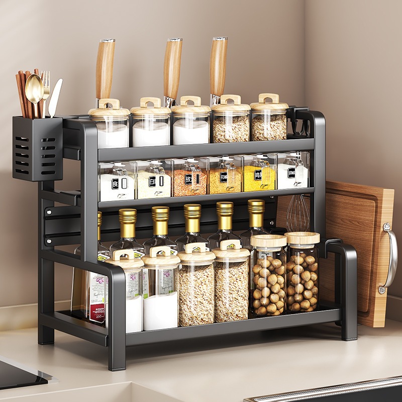 Seasoning jar countertop seasoning kitchen utensil storage rack seasoning kitchen condiment multi-layer chopstick knife holder