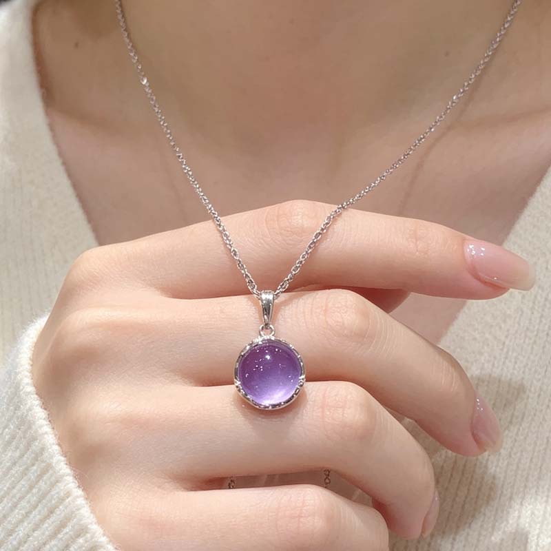 Niche New Amethyst Necklace Pendant Silver Plated Women's Accessory Niche Best Friend Birthday Gift