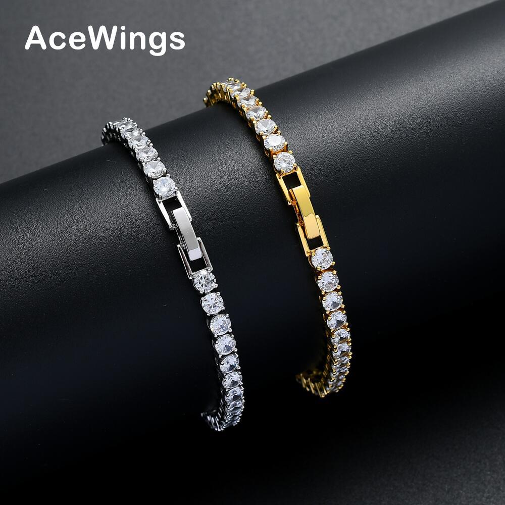 Copper easy-lock tennis chain Tennis Bracelet 3mm 4mm 5mm zircon single row hip-hop bracelet