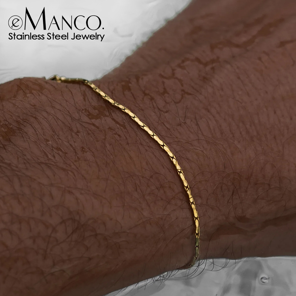 eManco New Titanium Steel Bracelet Wire Chain Bracelet Men Simple Sexy