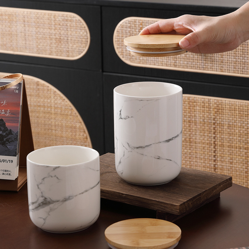 Nordic ceramic airtight jar kitchen grain storage jar food storage jar candy jar coffee tea canister airtight box