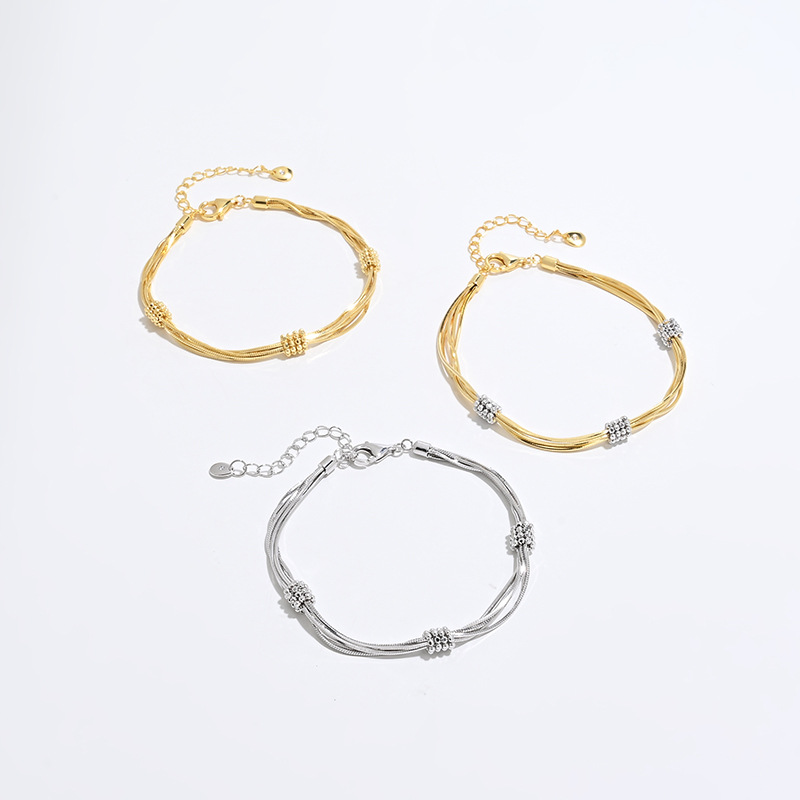 Multi-Layer Snake Bone Chain Bracelet S925 Silver Niche Exquisite Jewelry Gift Three Colors
