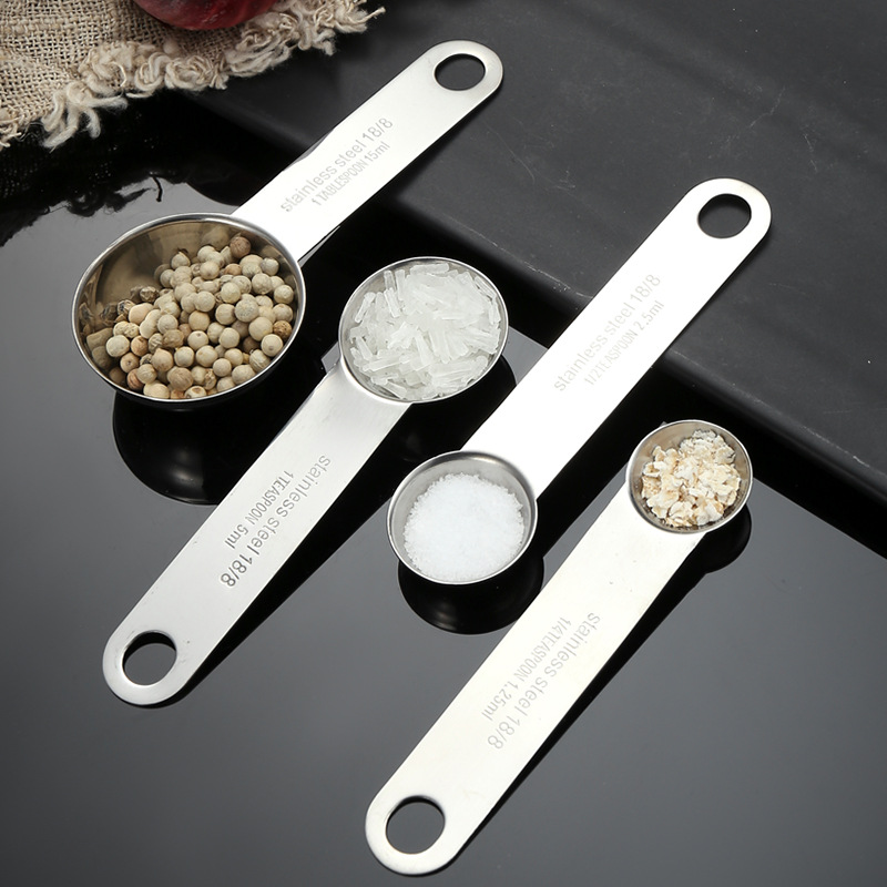 304 stainless steel coffee measuring spoon, four-piece set, seasoning spoon, milliliter spoon, milk powder spoon, kitchen baking measuring spoon with scale