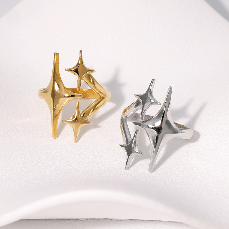 Sense star stainless steel ring simple gold-plated index finger ring