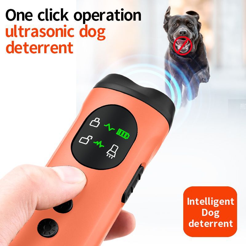 QG-10 Triple-Core Ultrasonic Dog Repeller Anti-Bark Dog Repeller Charging Variable Frequency LED Flash Light Portable