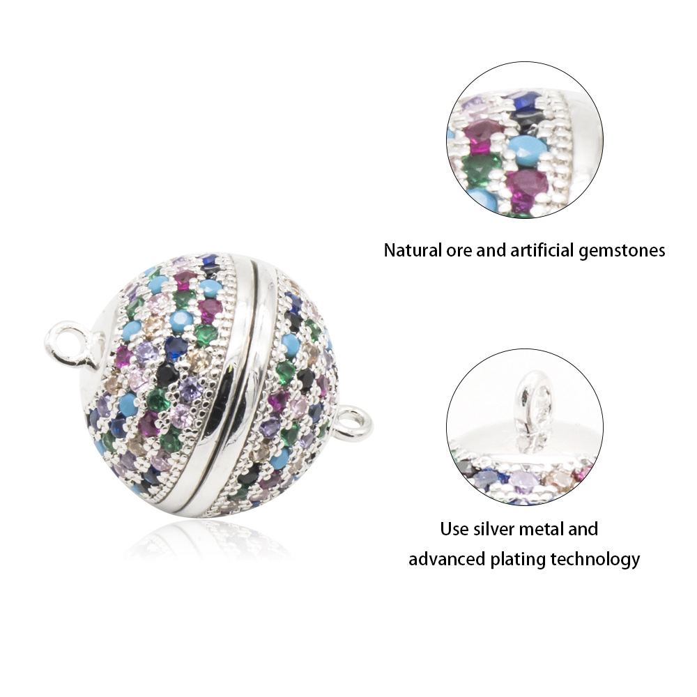 8-16mm gold plated micro-set zircon magnetic buckle, colored diamond white diamond bracelet necklace handmade DIY accessories