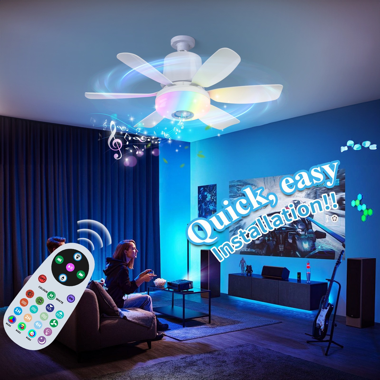 2026 LED Fan Light Bedroom Dining Room Ceiling Fan Light Fan Lighting Fixture EU Certified Fan Light