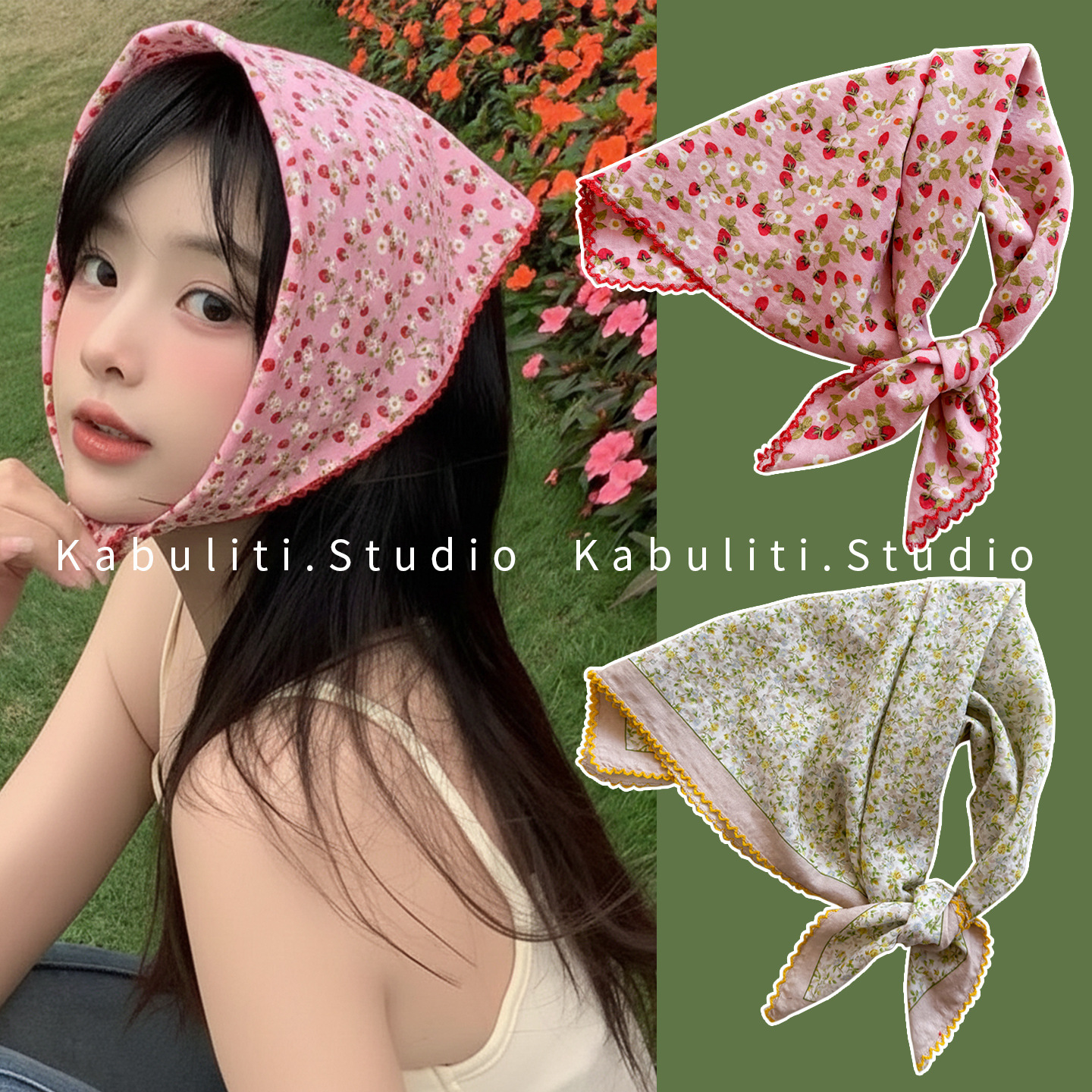 Small square scarf women's triangle headwrap sun protection hair band neck protection shirt neck scarf gauze scarf thin scarf