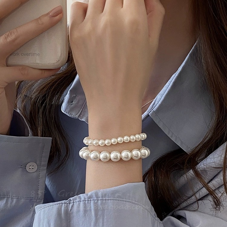 Swarovski Round Australian White Pearl Bracelet for Women, Magnetic Clasp Pearl Bracelet for Women