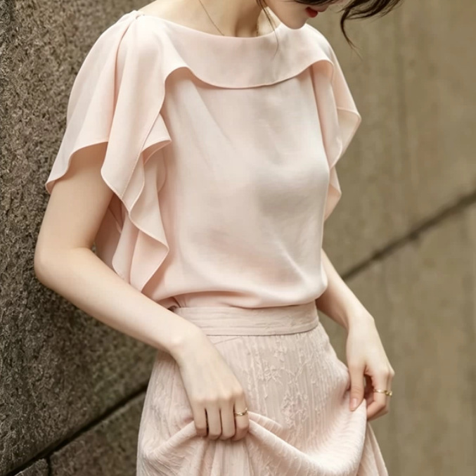Heavyweight Silk Top Women 2026 Summer SS851 New Ruffle Light Mature Mulberry Silk Blouse