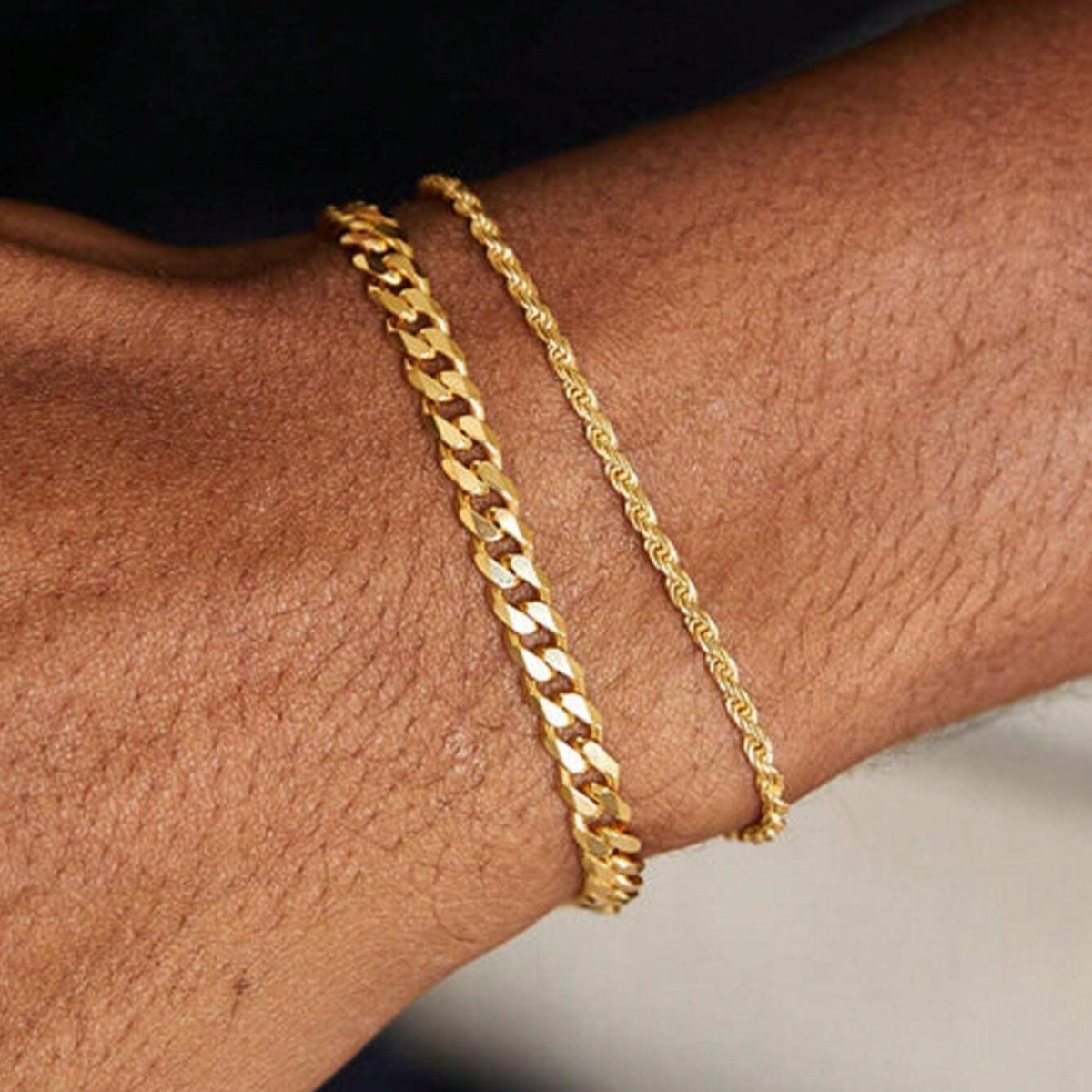 Stainless steel 18K gold-plated golden twisted bracelet Cuban bracelet men's jewelry