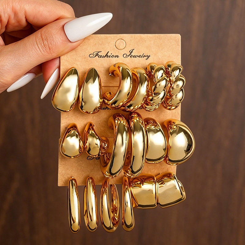 EZ5959 INS Style Simple Earrings Metal Earrings Women's Accessories Set