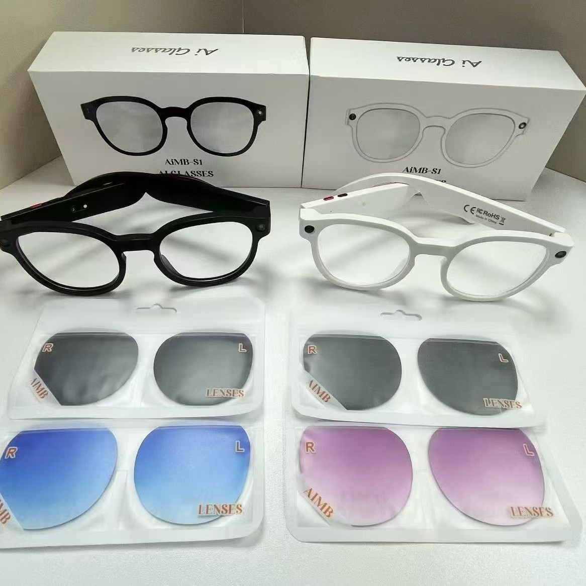 AIMB-S1 shooting glasses AI smart translation anti-shake 500W HD replaceable myopia lenses for taking photos