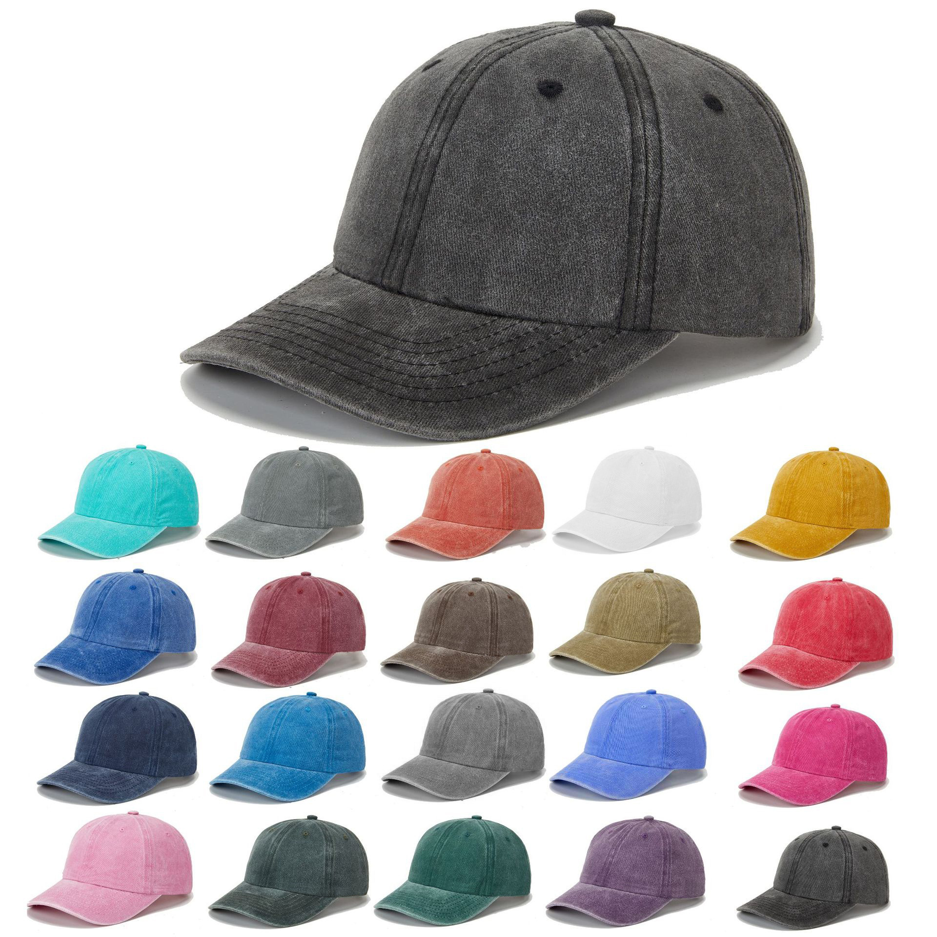 Washed Baseball Cap Coated Distressed Solid Blank Visor Cap Hat for Women