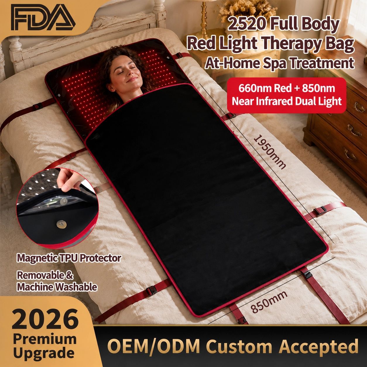 New Red Light Therapy Mat 2520 Lamp Beads Extra Large Size Infrared Dual Band Red Light Heat Therapy Mat Sleeping Blanket