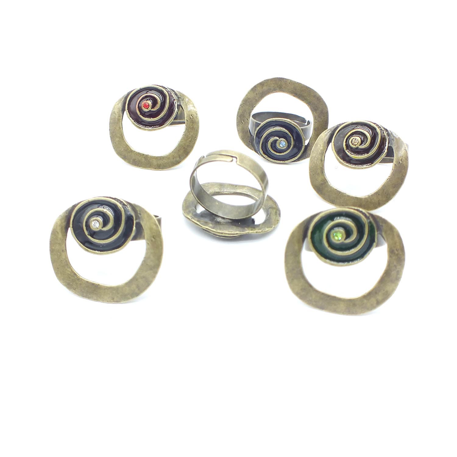 J24 Accessories Oil Drop Swirl Ring Women's Enamel Color Open Ring