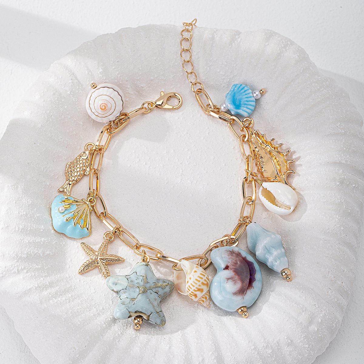 Qingdao Daiwei Accessories 1 Piece Bohemian Style Starfish Conch Shell Bracelet Women's Daily Sweet Bracelet