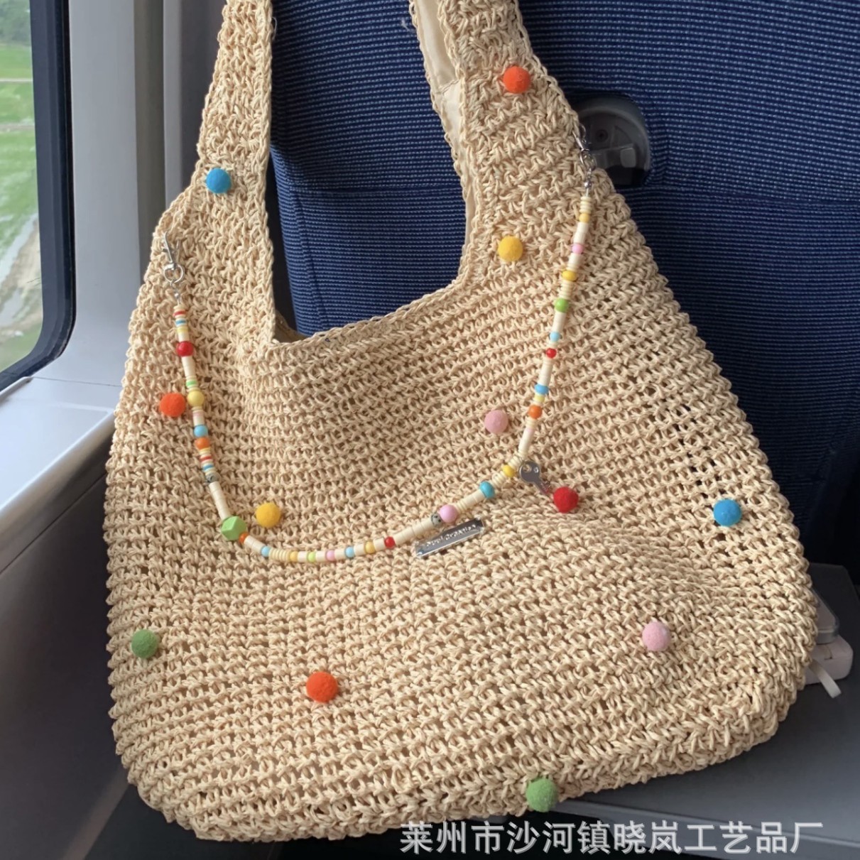Seaside commuting single-shoulder tote bag vacation woven bag women's summer color dot hollow underarm bag large capacity