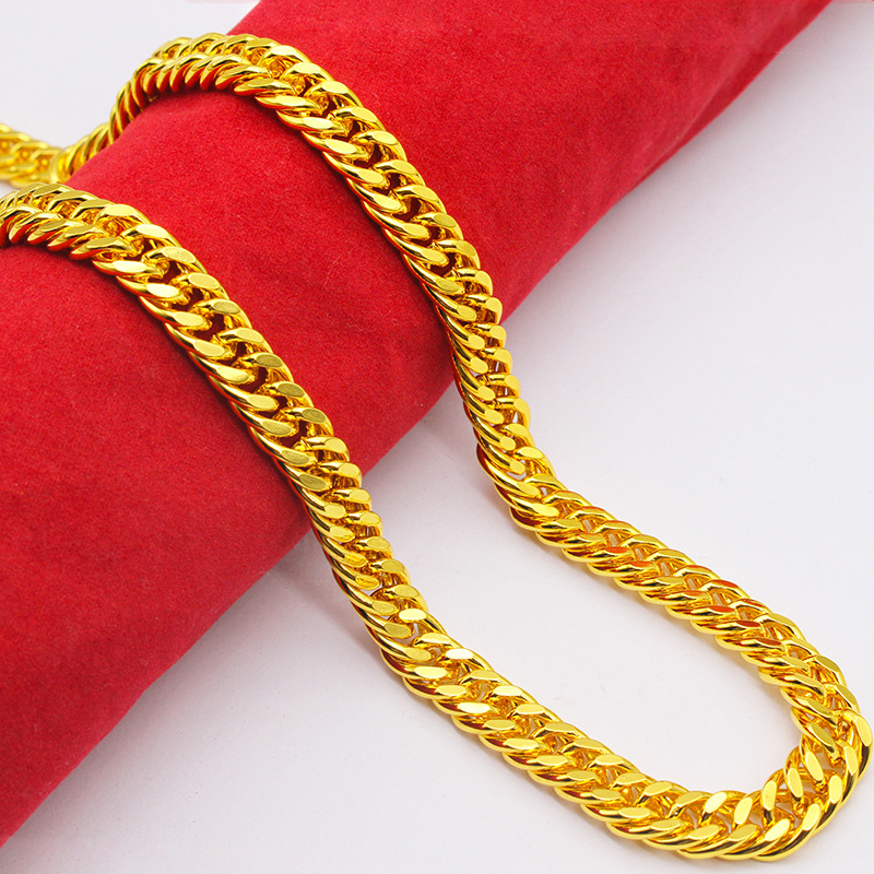 18K gold necklace men long time tycoon prop thick 9mm bold gold chain 60cm president chain