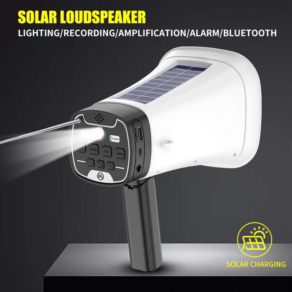Solar Megaphone Wireless Bluetooth Outdoor Recording Horn Seller Multifunctional Handheld Amplifier