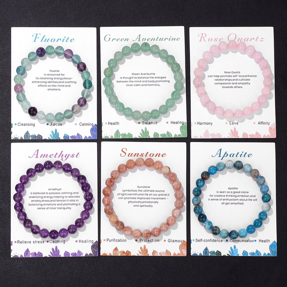 Card pack stone bead bracelet for men simple artificial stone handmade elastic rope bracelet business bracelet