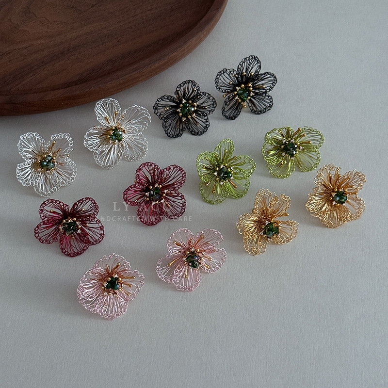 Simple Sweet Handmade Flower Stud Earrings Elegant Exquisite Earrings Absolutely Beautiful Earrings