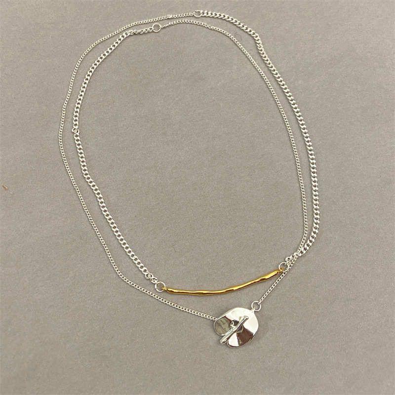 Matsumoto Keina joint gold and silver color OT buckle necklace, multiple ways to wear, layered sweater chain