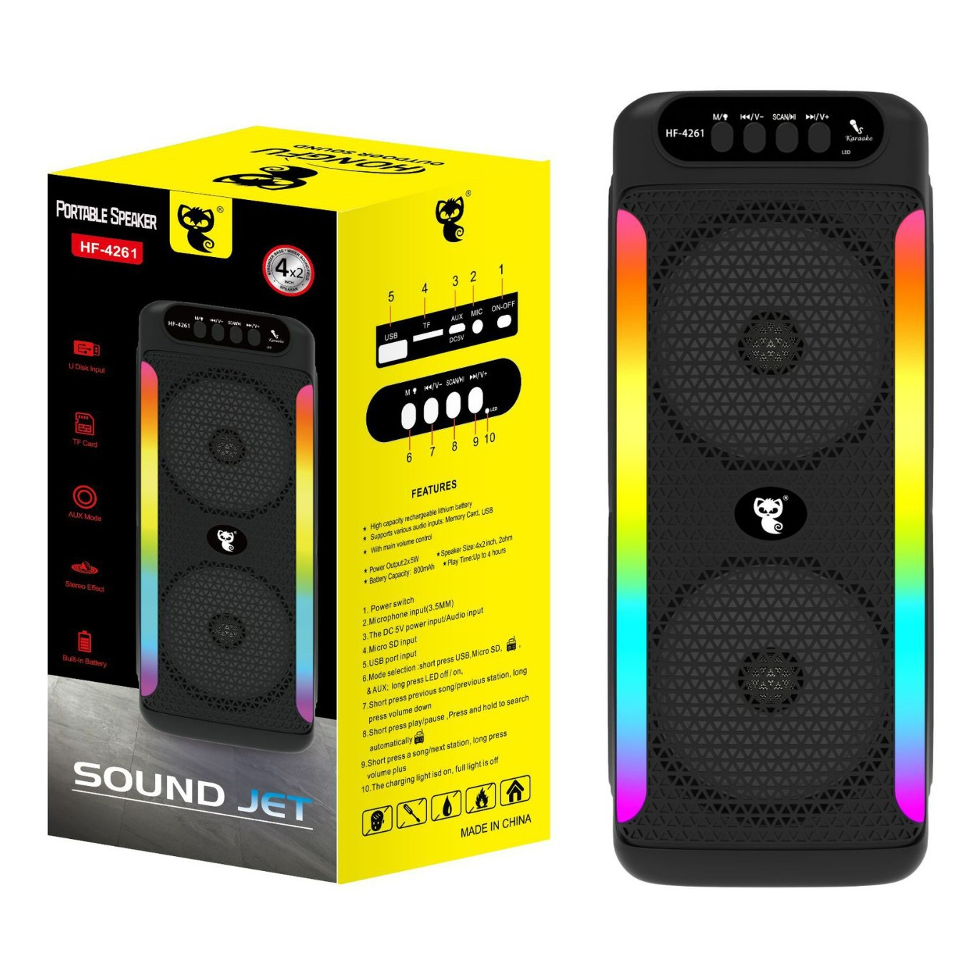 Dual 4-inch wireless lighting Bluetooth karaoke sound portable outdoor speaker subwoofer square dance home