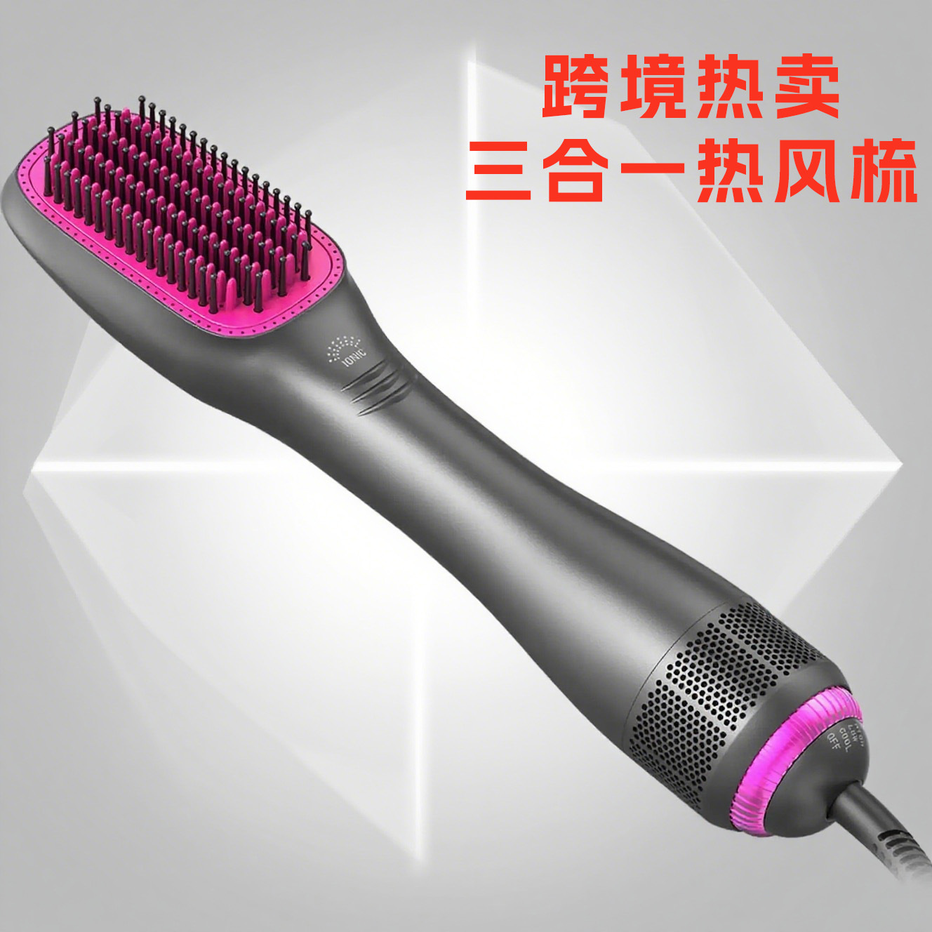 New Hair Dryer 3-in-1 Electric Heating Comb Negative Ion Straightening Comb Hot Air Comb Blow Comb Straightener Curling Iron