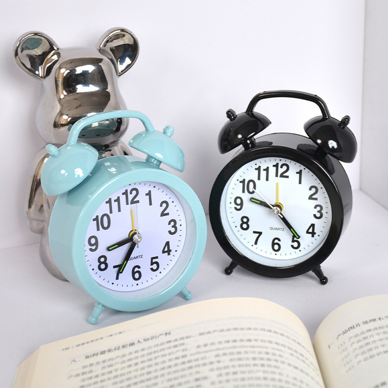 Mini Alarm Clock Student Second-Skip Bedside Clock Desktop Clock Lazy Simple Clock Children Cartoon Small Bell