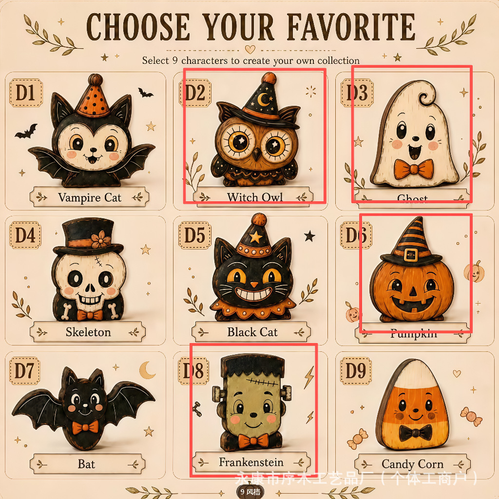 Halloween Wooden Ornament Ghost Pumpkin Black Cat Owl Layered Tray Decoration Wooden Craft Ornament