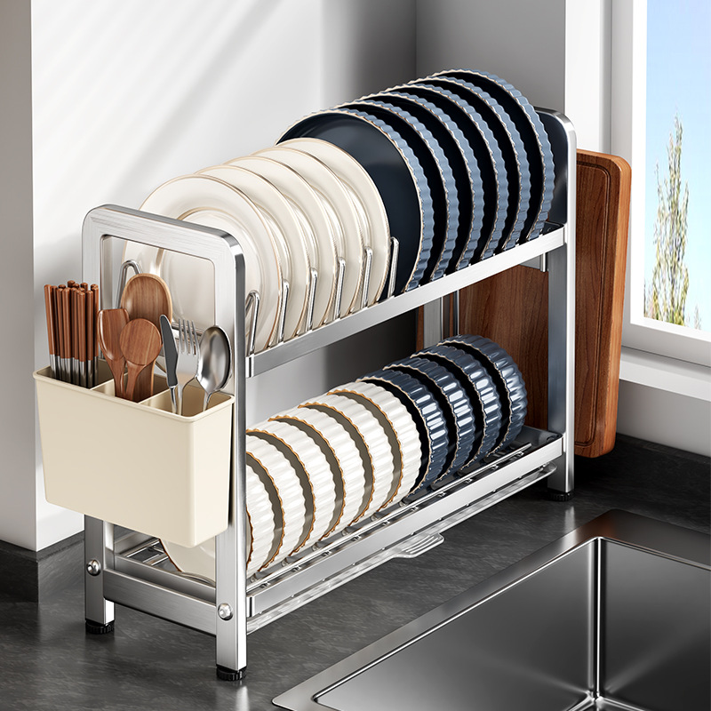 Stainless Steel New Kitchen Narrow Edge Bowl Rack Storage Rack Multi-Functional Plate and Chopstick Drip Rack