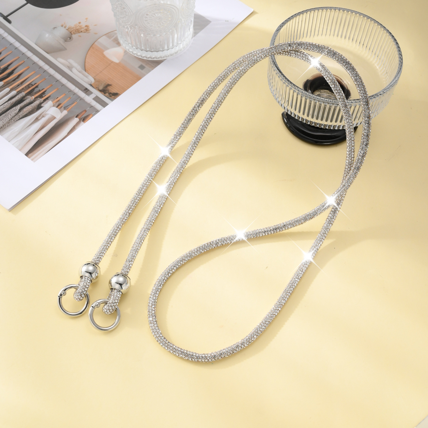 Beaded Rhinestone Crossbody Chain Luxury Diamond Long Phone Lanyard Bag Single Shoulder Chain