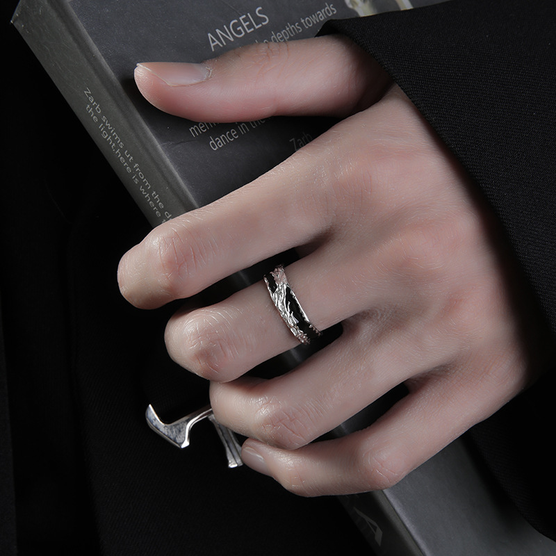 925 silver plated ring for men, brand men's single ring index finger ring self-discipline ring small crowd ring